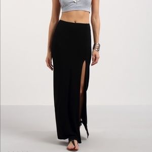 Classy long black pencil skirt with a slip